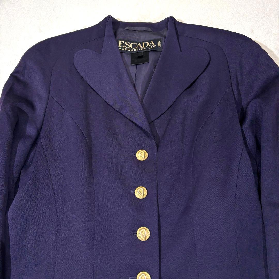 ESCADA エスカーダ ロングジャケット 紫 金ボタン ハート型 38