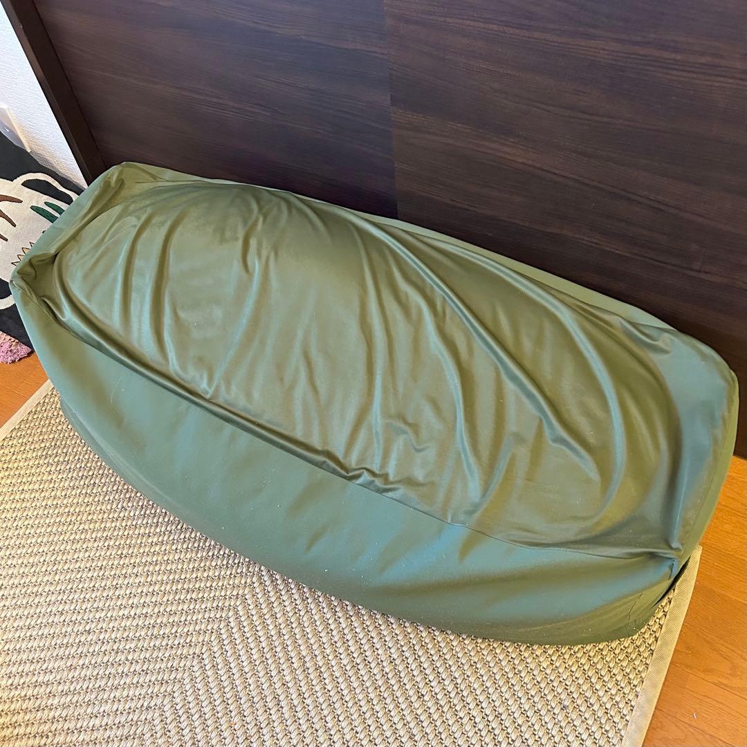 体にフィットするソファ長方形　本体＋カバー　グリーン　無印良品
