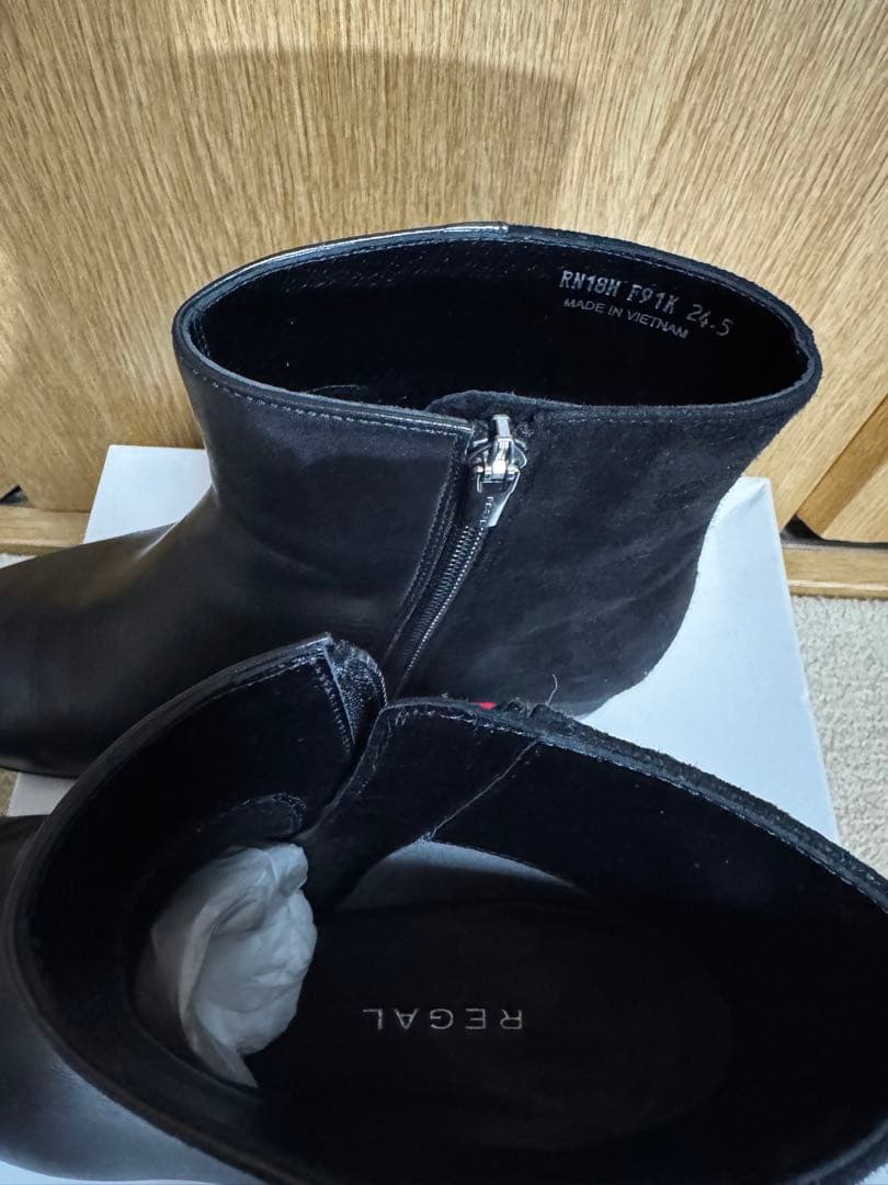 REGAL ジッパー付きショートブーツ 24.5cm 黒