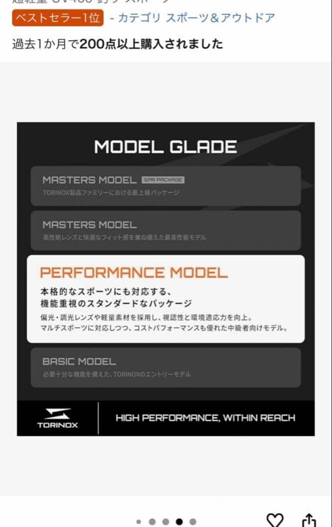美品［TORINOX］サングラス PERFORMANCE MODEL ゴルフ
