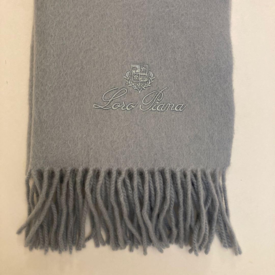 Loro Piana アイスブルー カシミヤ100%マフラー