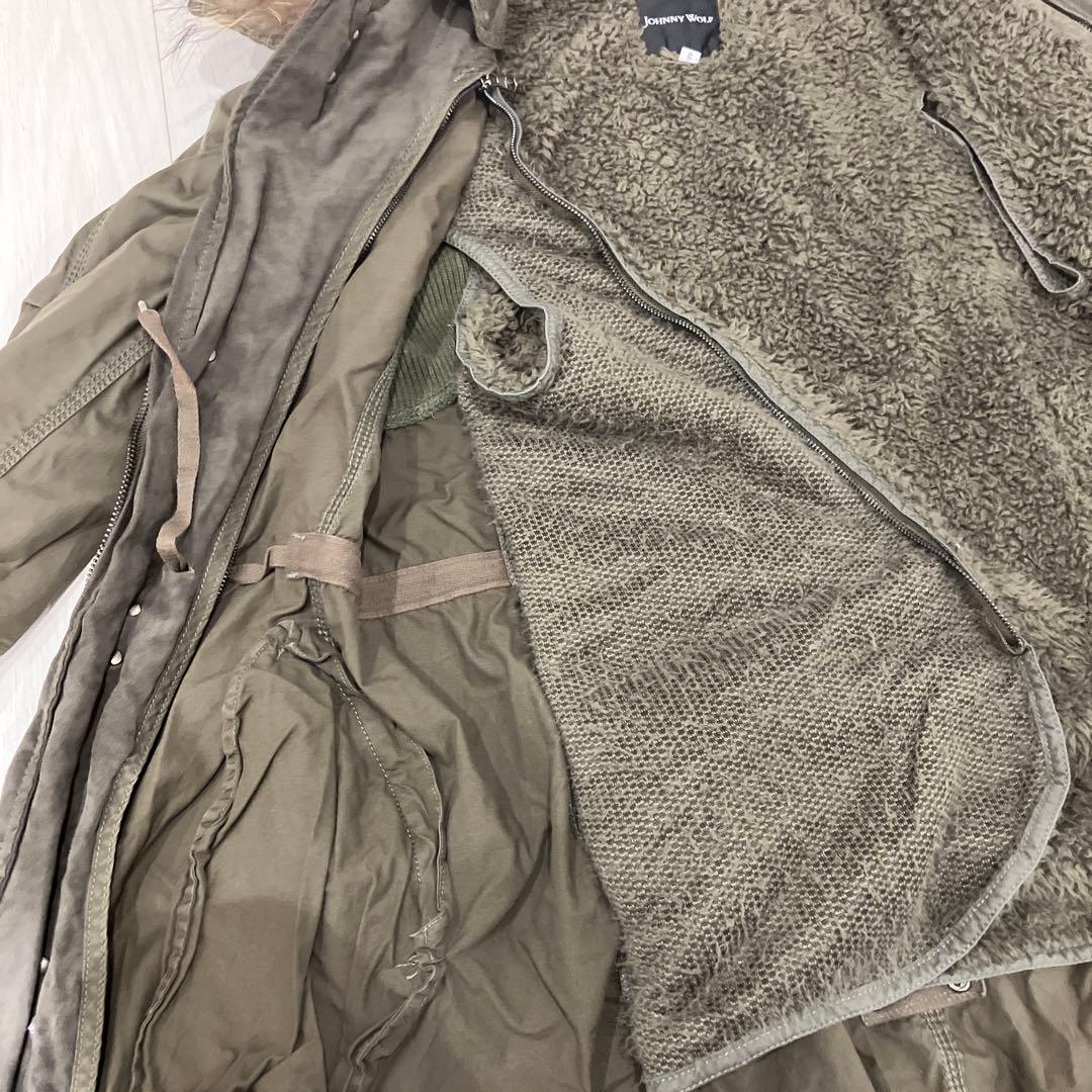 超美品！johnnywolf フードファー付き袖リブモッズコート 3