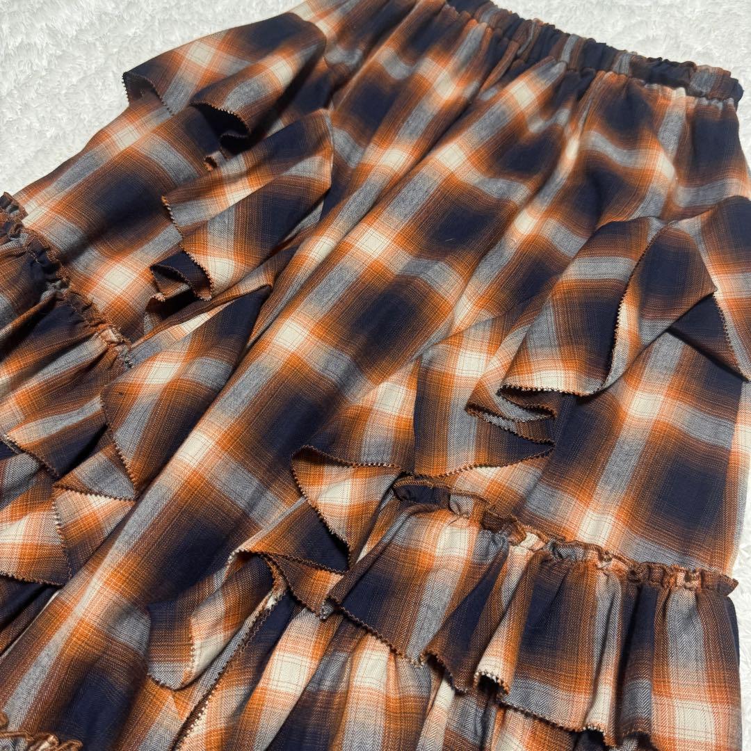 美品 LILY BROWN コットンラッフルティアードスカート オレンジ