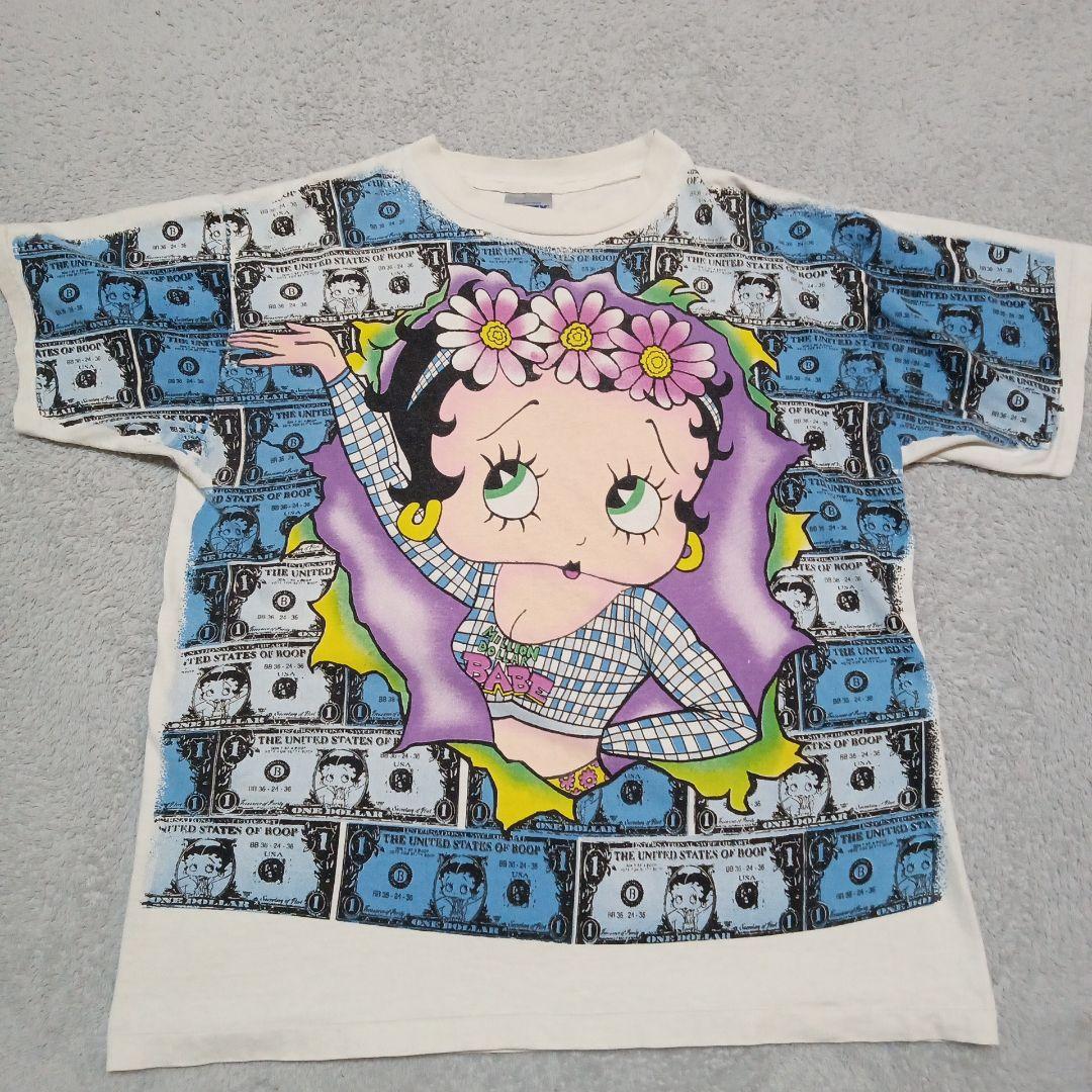 90s BETTY BOOP ベティーブープ 半袖 Tシャツ カットソー ドル柄