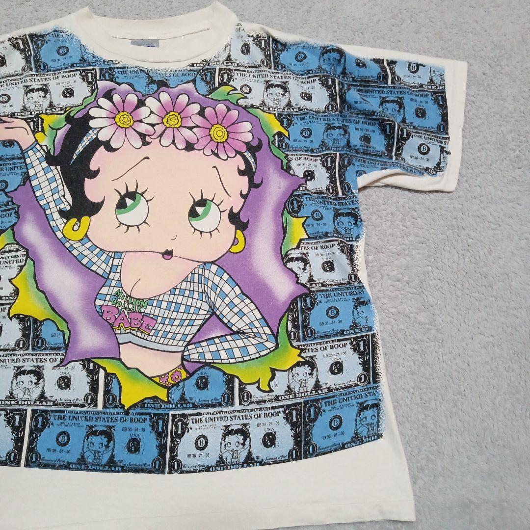 90s BETTY BOOP ベティーブープ 半袖 Tシャツ カットソー ドル柄