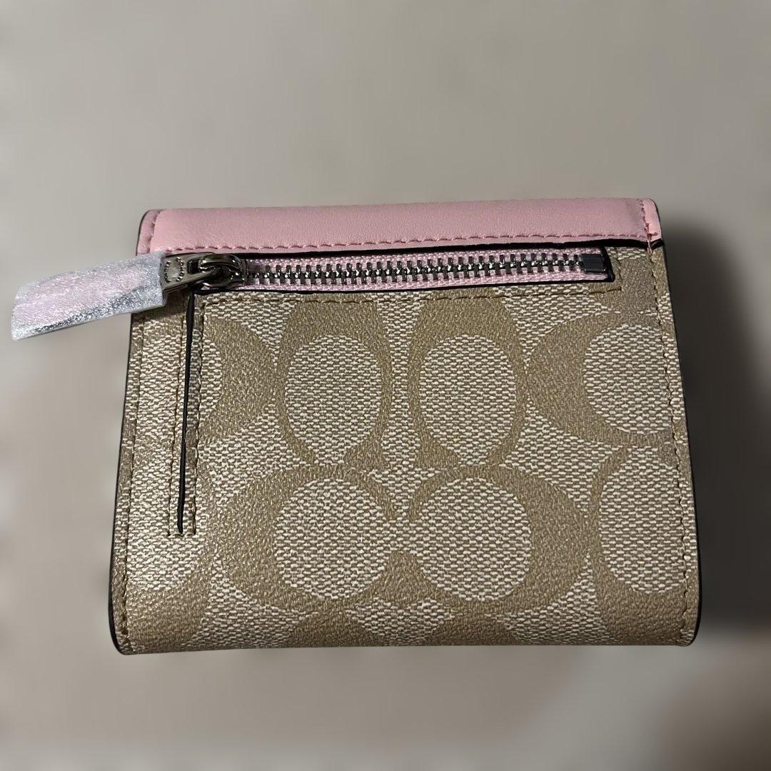 COACH 三つ折り財布 ピンク/ベージュ