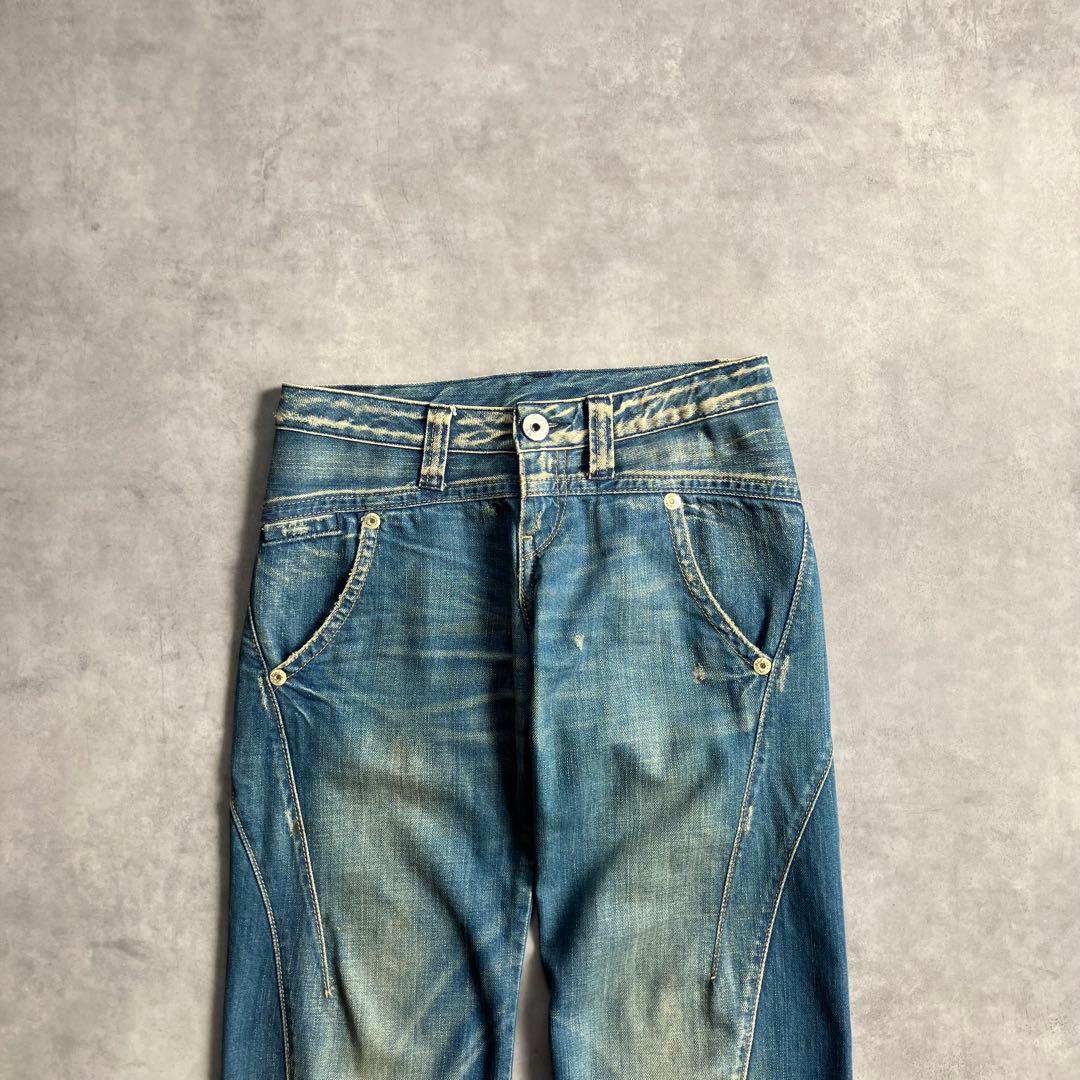 パンツ 00s y2k archive replay wide flare denim