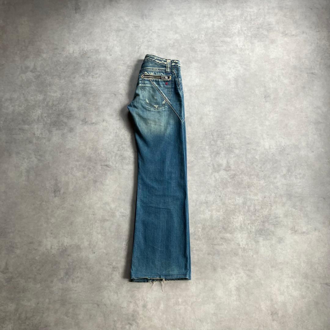 パンツ 00s y2k archive replay wide flare denim