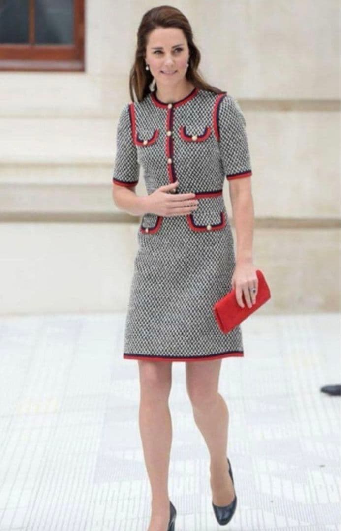 GUCCI グッチ ツイードワンピース パールボタン キャサリン姫着用 38