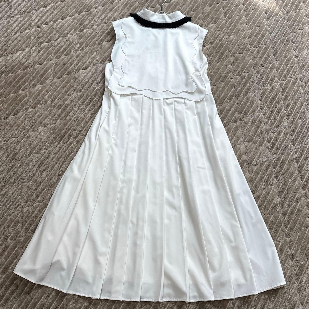 美品✨セルフォード　Aラインプリーツワンピース　2way ベスト襟付き　上品　S