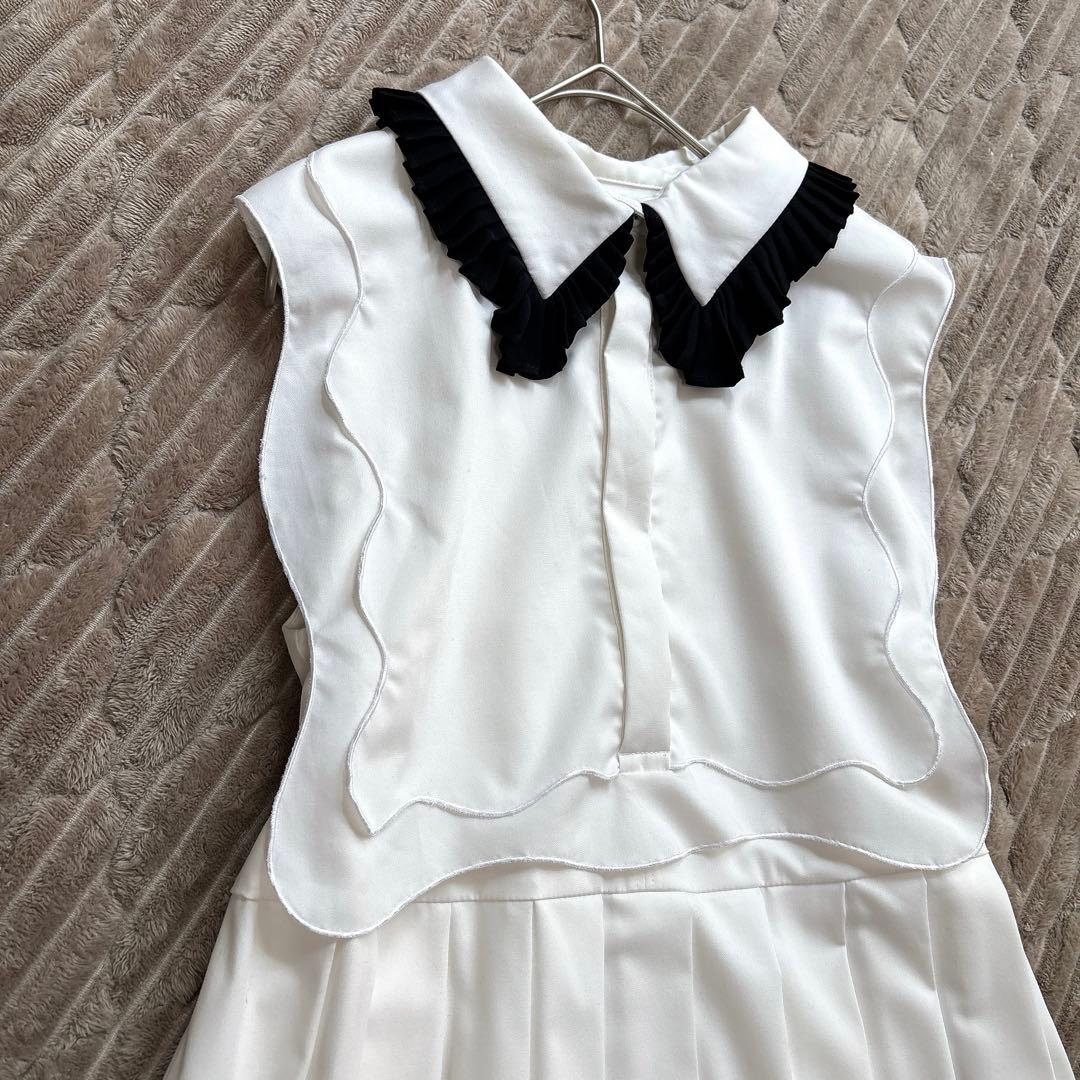 美品✨セルフォード　Aラインプリーツワンピース　2way ベスト襟付き　上品　S