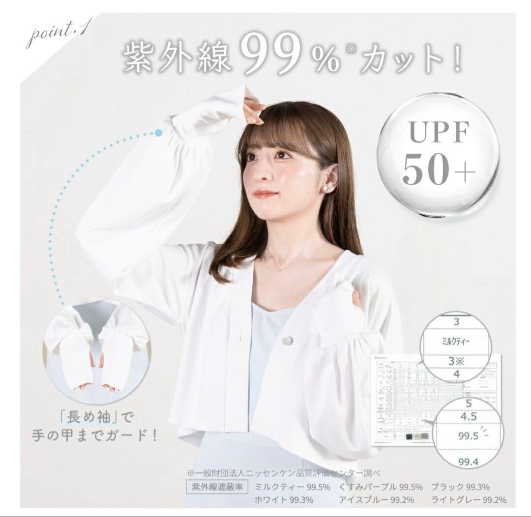 新品・未使用　シロノサクラ UVカットカーディガン ホワイト(シルバーボタン)S