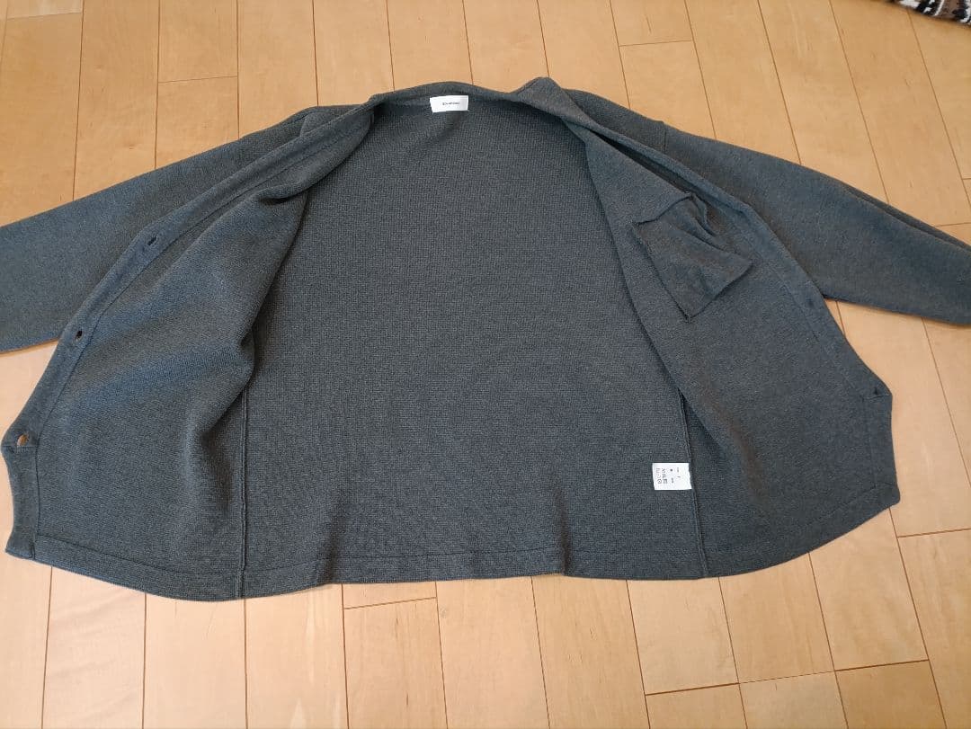 SOLAMONAT ウエハースニット ノーカラージャケット　チャコール