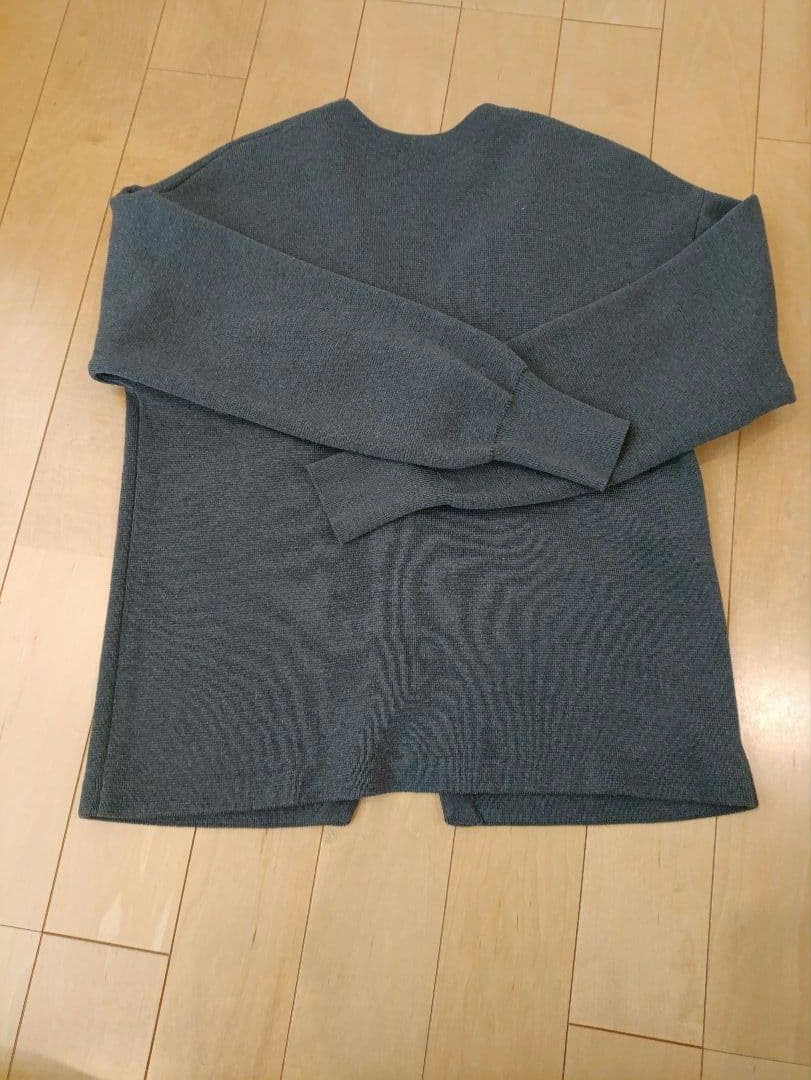 SOLAMONAT ウエハースニット ノーカラージャケット　チャコール