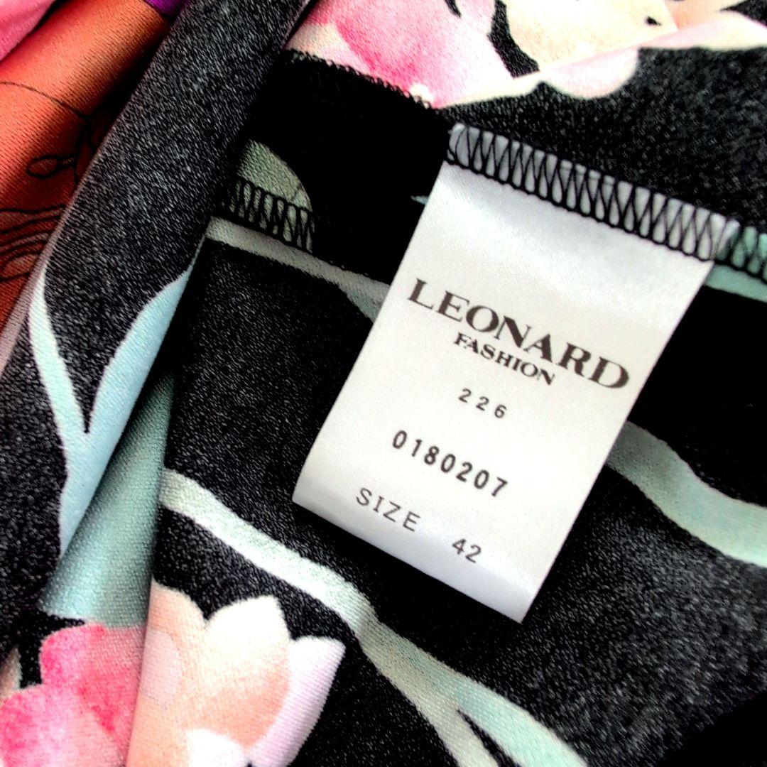 週末限定お値下げ＊LEONARO花柄 Aラインワンピース 黒美品