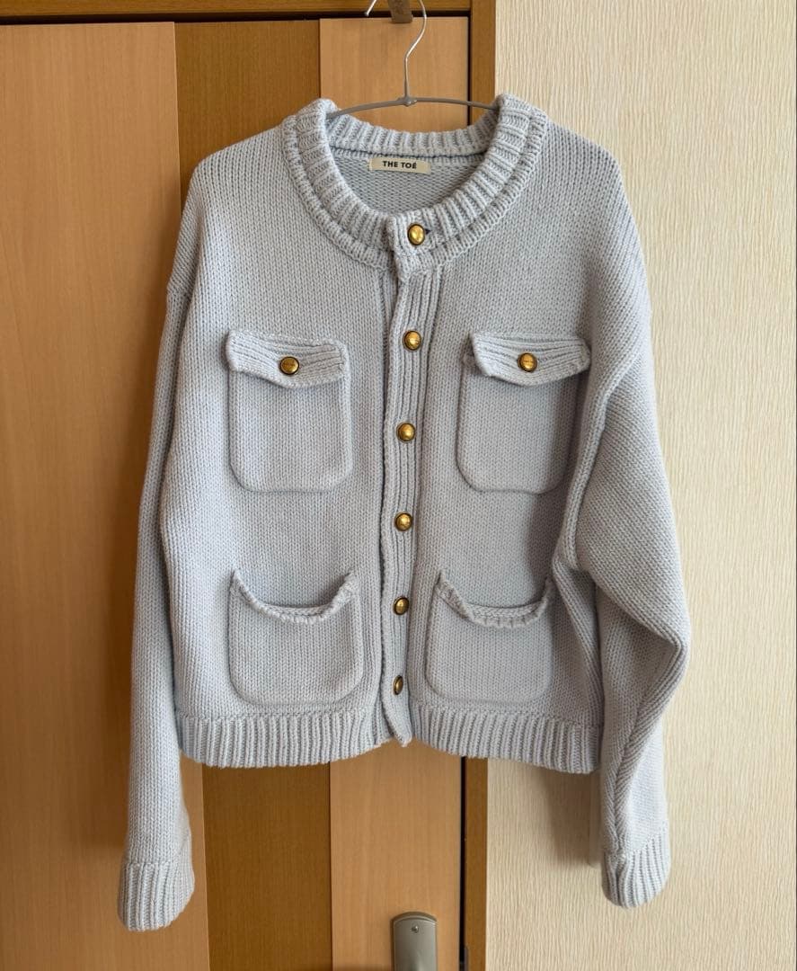 THE TOÉ Residenz Knit Cardigan ブルー Mサイズ