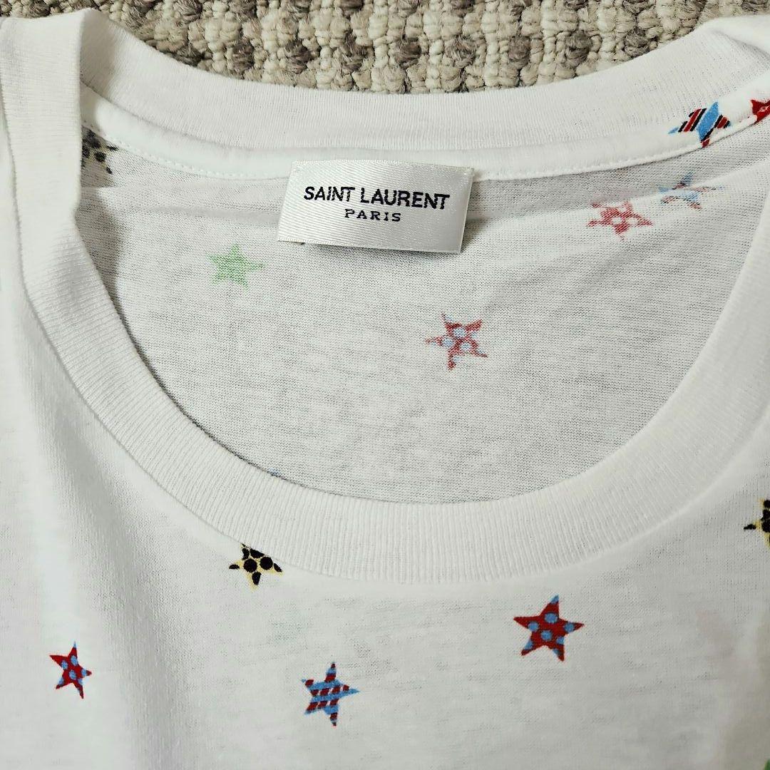 SAINT LAURENT　スター柄プリントTシャツ　L