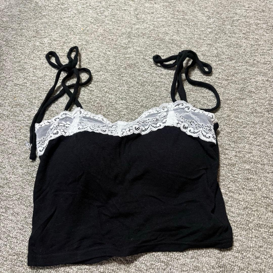 トップス andmary Lilia lace tops black