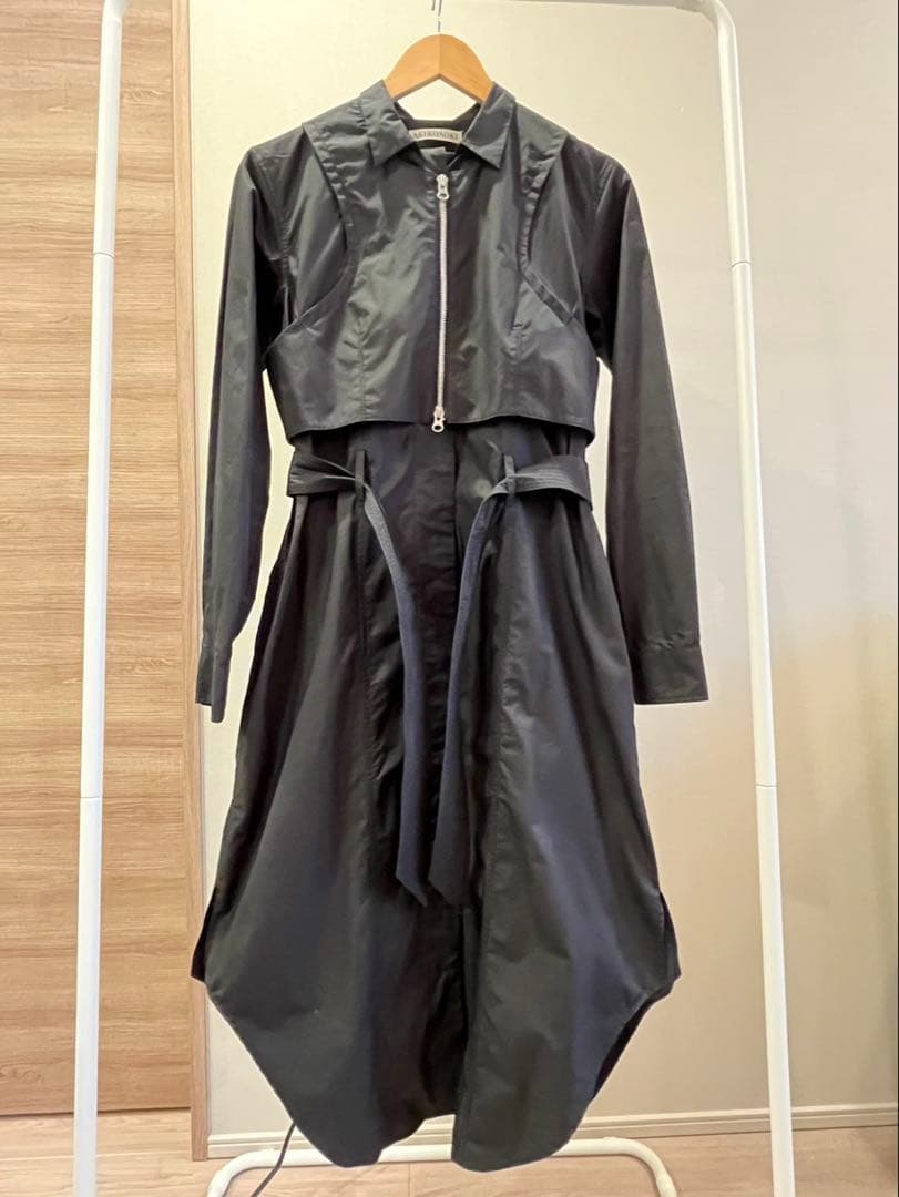 【美品】AKIKOAOKI オープンシャツドレス　ブラック