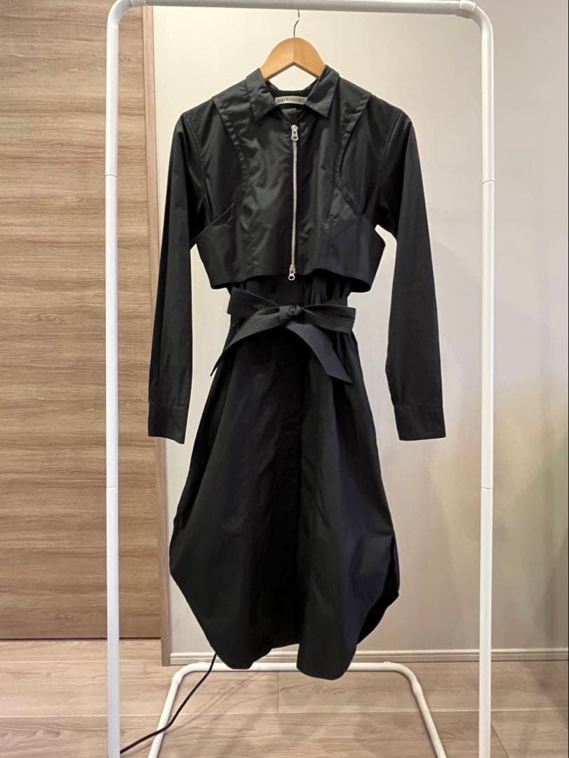 【美品】AKIKOAOKI オープンシャツドレス　ブラック