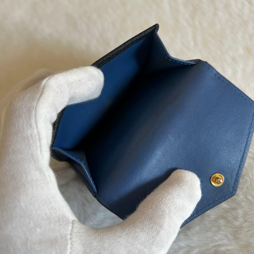 美品✨ ボナベンチュラ 3つ折り財布 コンパクト レザー ブラック ブルー