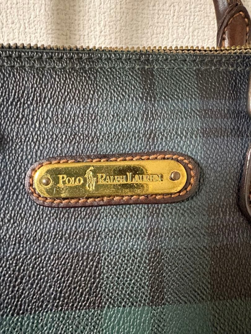 Polo Ralph Lauren グリーン系チェック ボストンバッグ