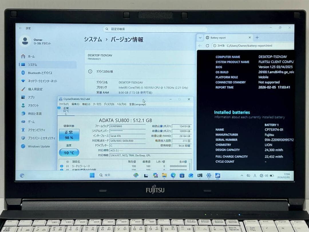 M*n様 SSD512G LIFEBOOK A5510/E i5 10310U