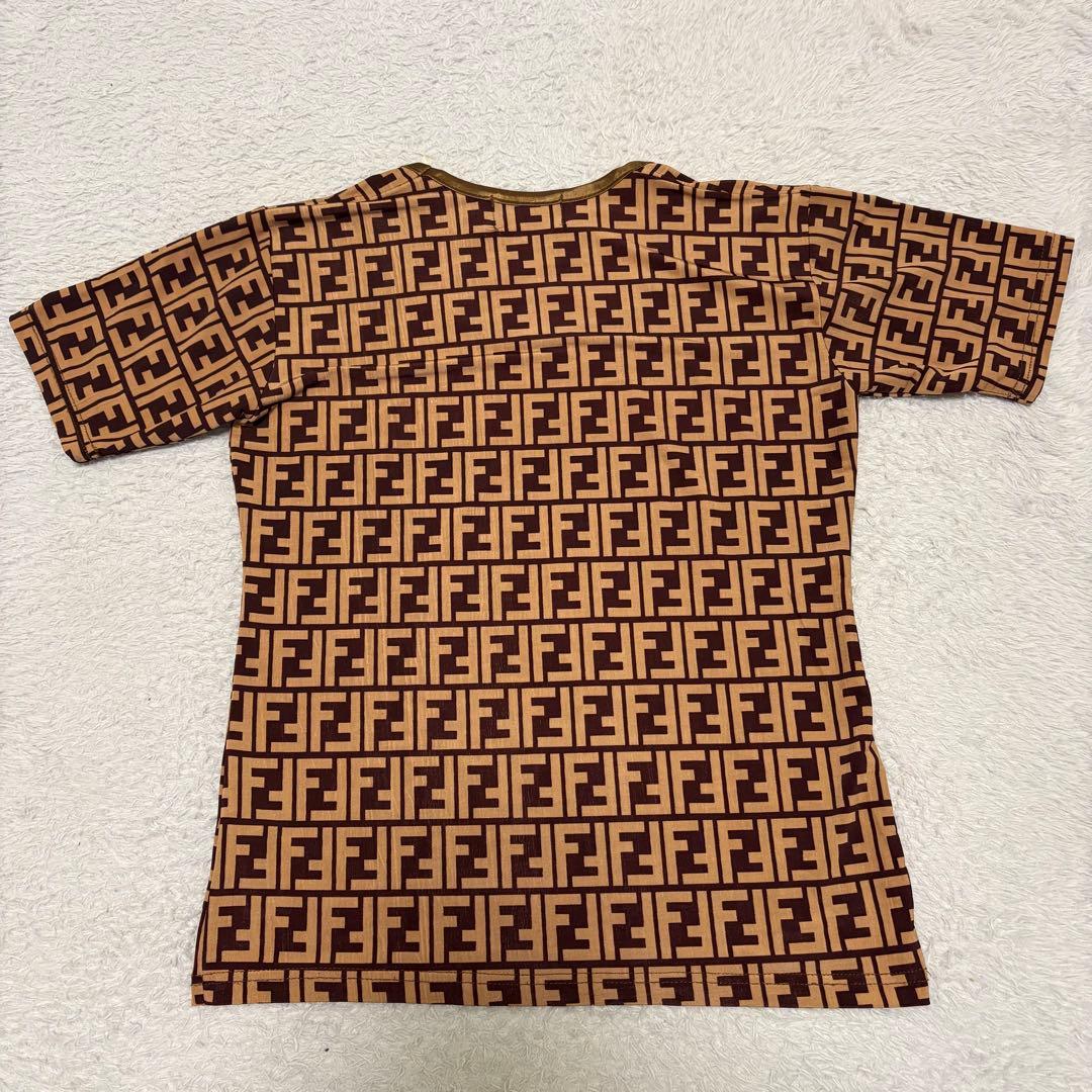 【美品】Fendi ロゴプリント ズッカ柄 半袖Tシャツ サイズS