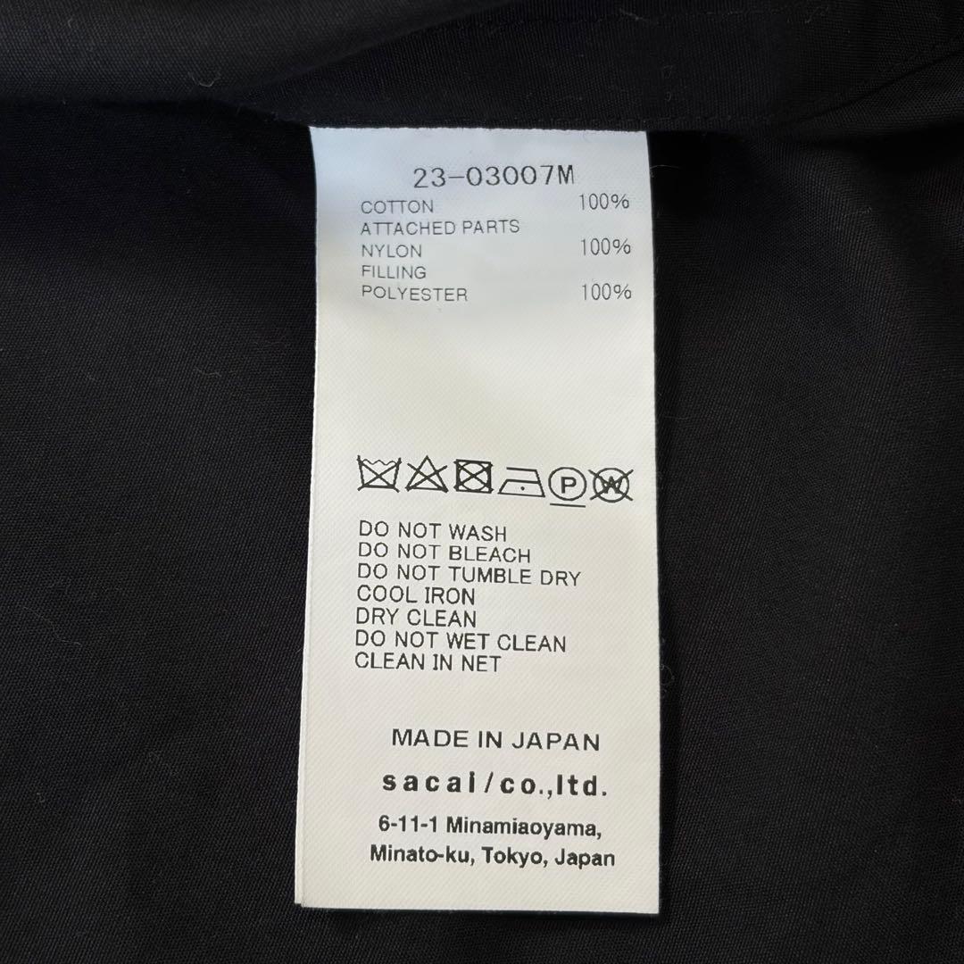 美品✨ sacai MA-1 ディティール ブルゾン ドッキング シャツ 黒