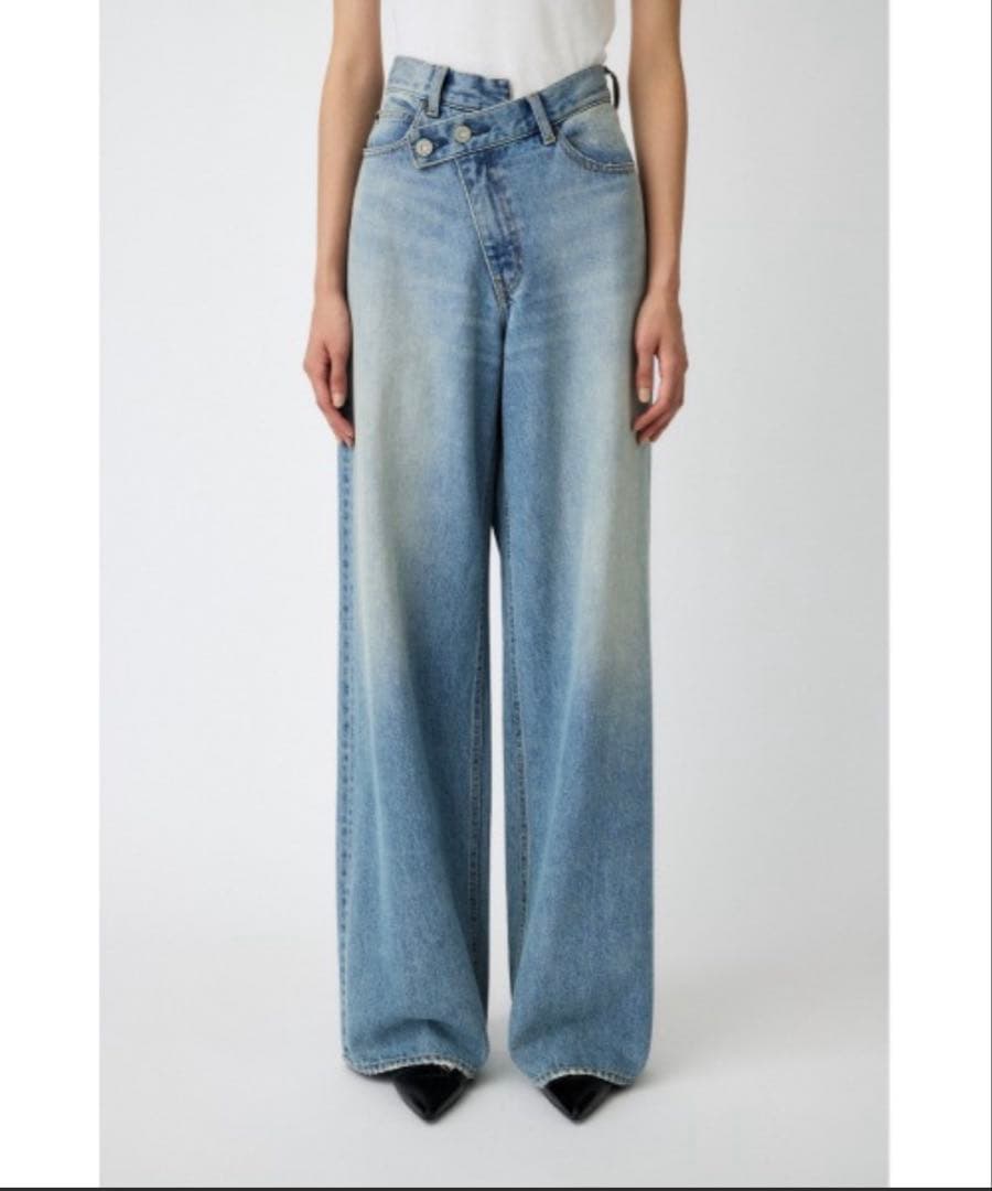 試着のみMOUSSY CROSS WAIST WIDE STRAIGHT デニム