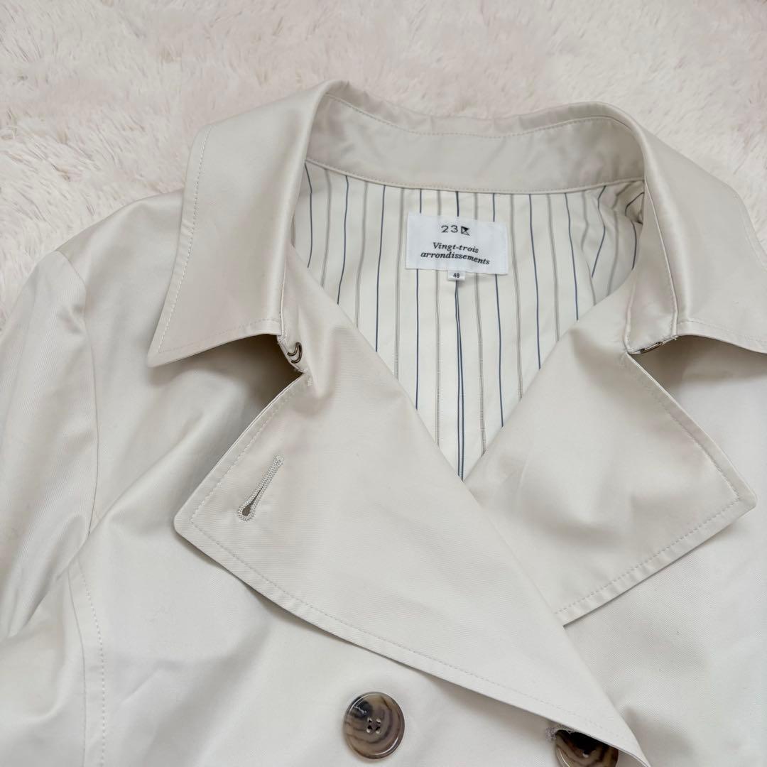 美品✨大きいサイズ✨23区 ショート丈トレンチコート　ダブルブレスト　48