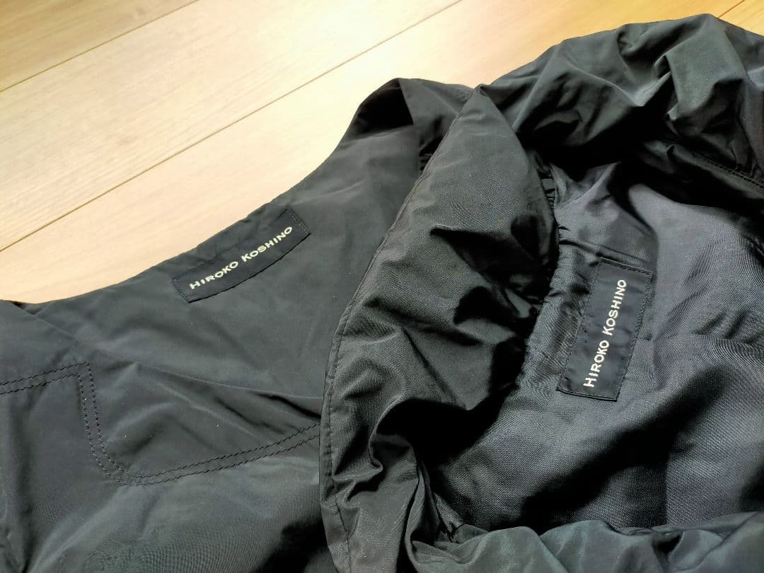 美品HIROKO KOSHINOヒロココシノベスト付中綿デザインコート42サイズ
