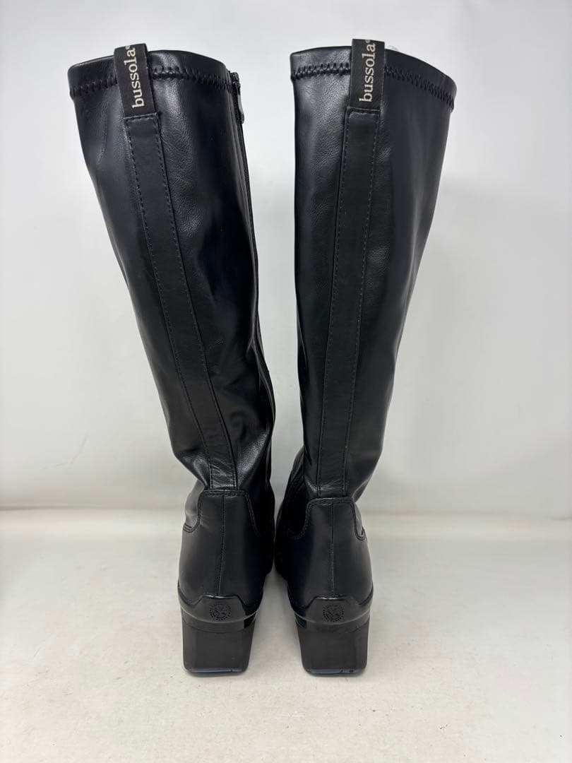 A1942 ブソラ HOKKAIDO 本革 厚底ストレッチロングブーツ