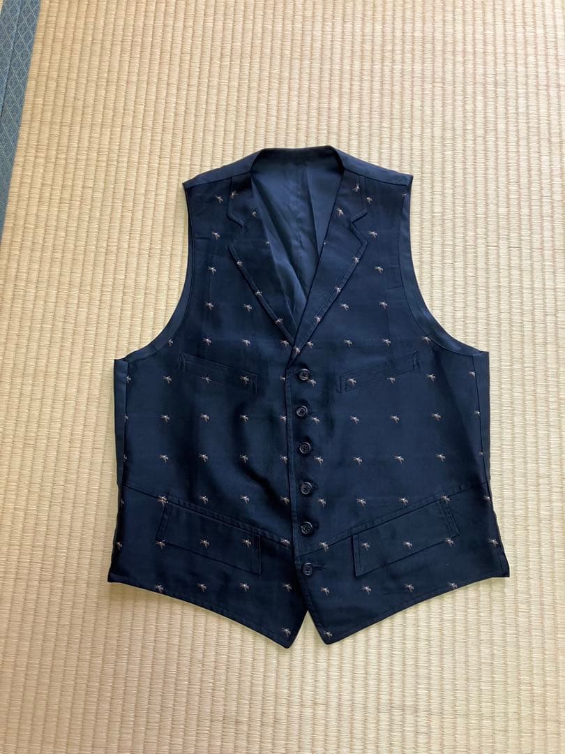 超美品　高級シルク100%ベスト　オンワード樫山製　襟付　乗馬が