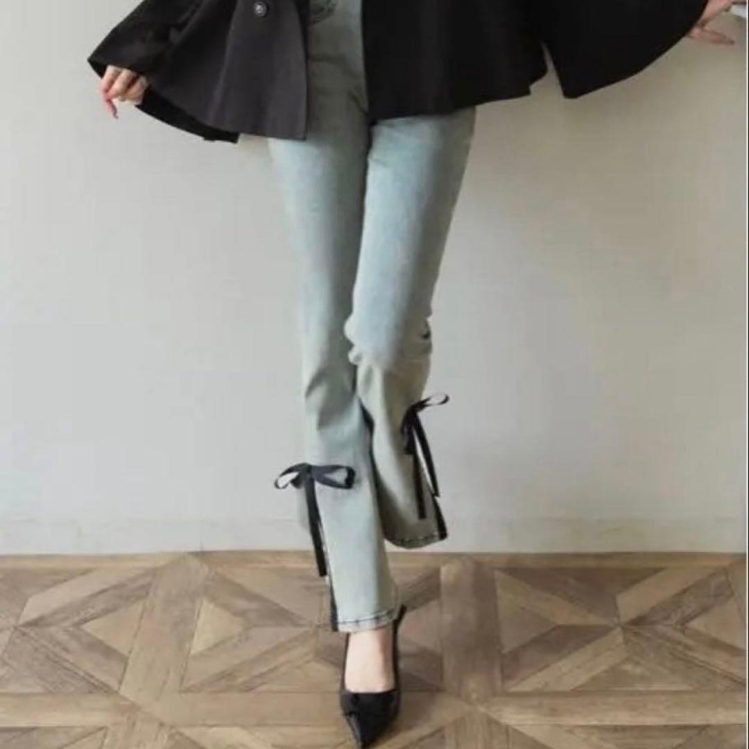 パンツ RANCLIC side slit denim ribbon pants S