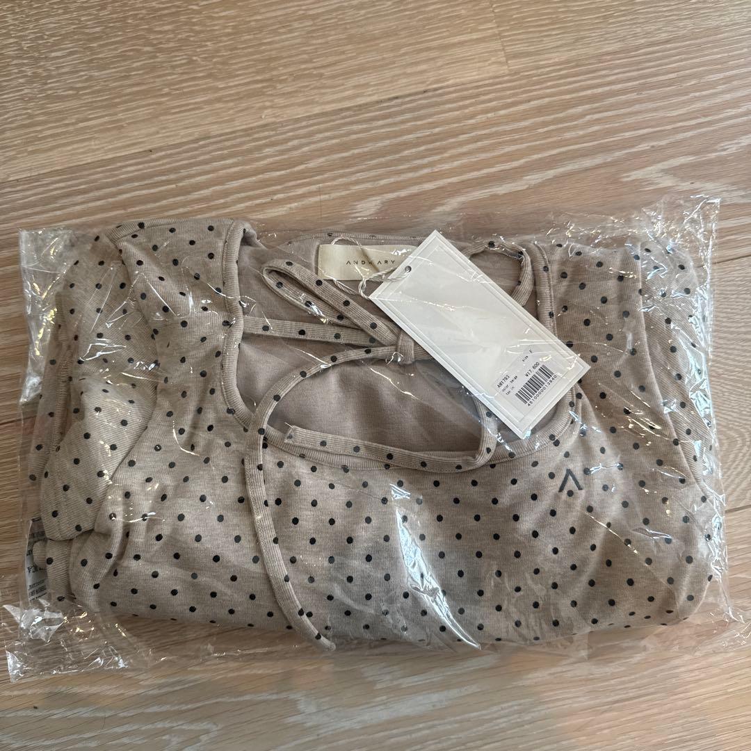 ワンピース andmary Dot ribbon set up beige