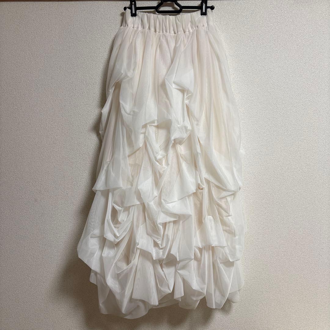 2回使用　THE TOE Iris Tulle Skirt White Mサイズ
