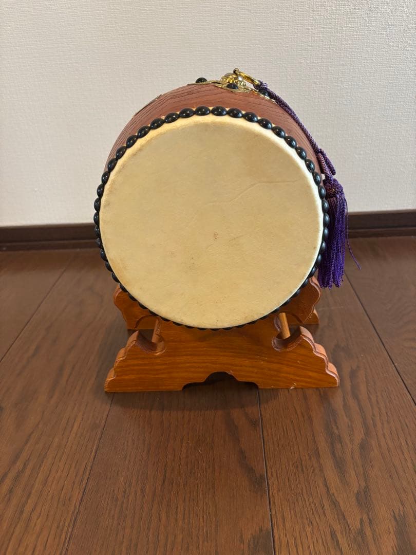 飾り太鼓　和太鼓 三つ柏紋 バチ付き