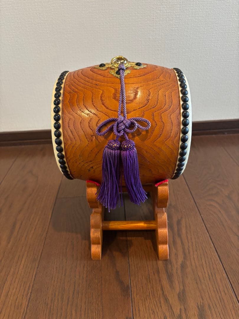 飾り太鼓　和太鼓 三つ柏紋 バチ付き