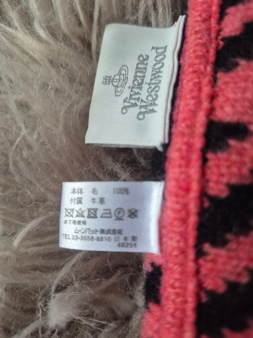 Vivienne Westwood フローラルマフラー ピンク×ブラック