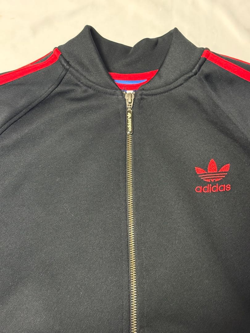 adidas アディダス　トラック ジャケット 黒 赤 ジャージ
