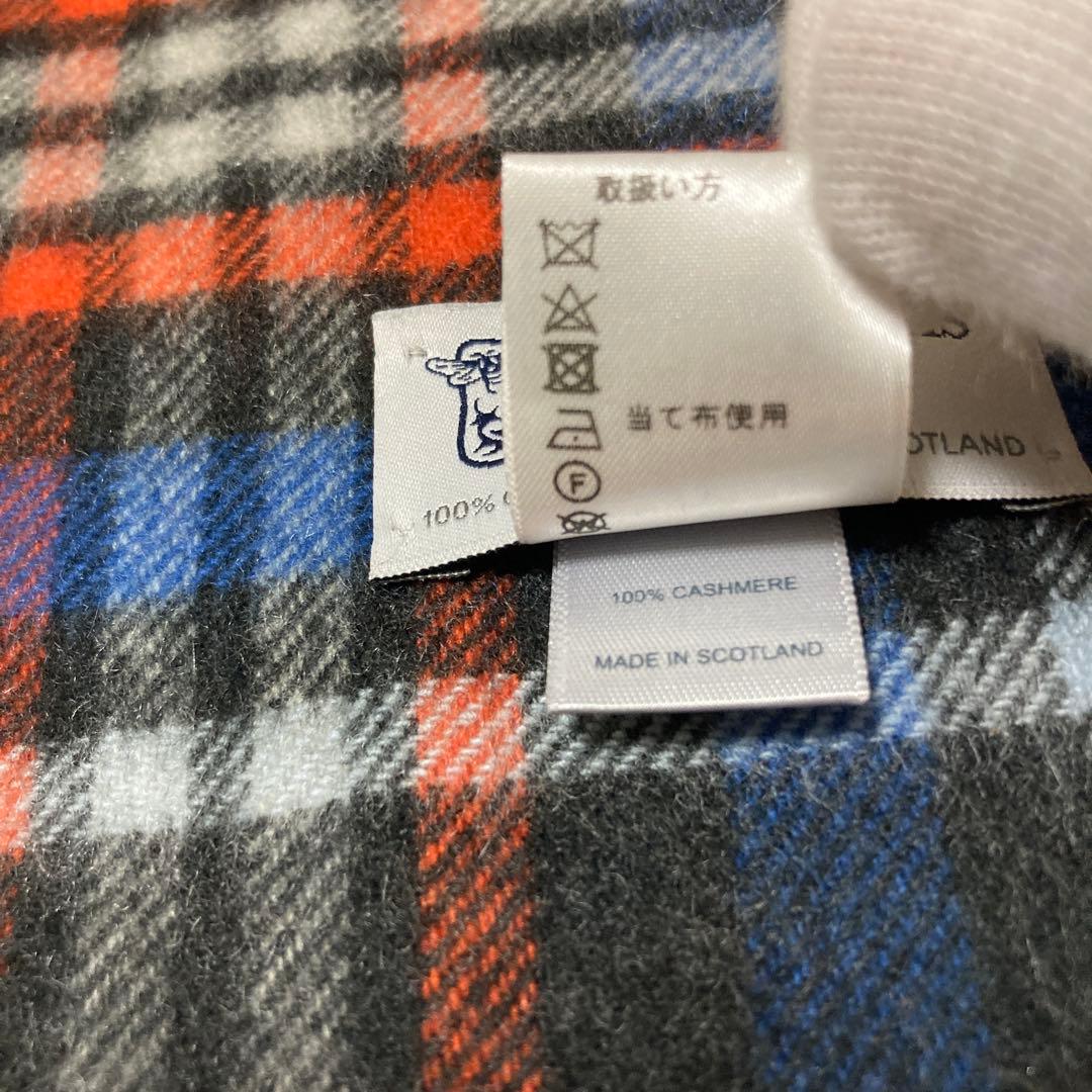 美品 ジョンストンズ カシミヤ100％ 中判ストール チェック 国内正規品