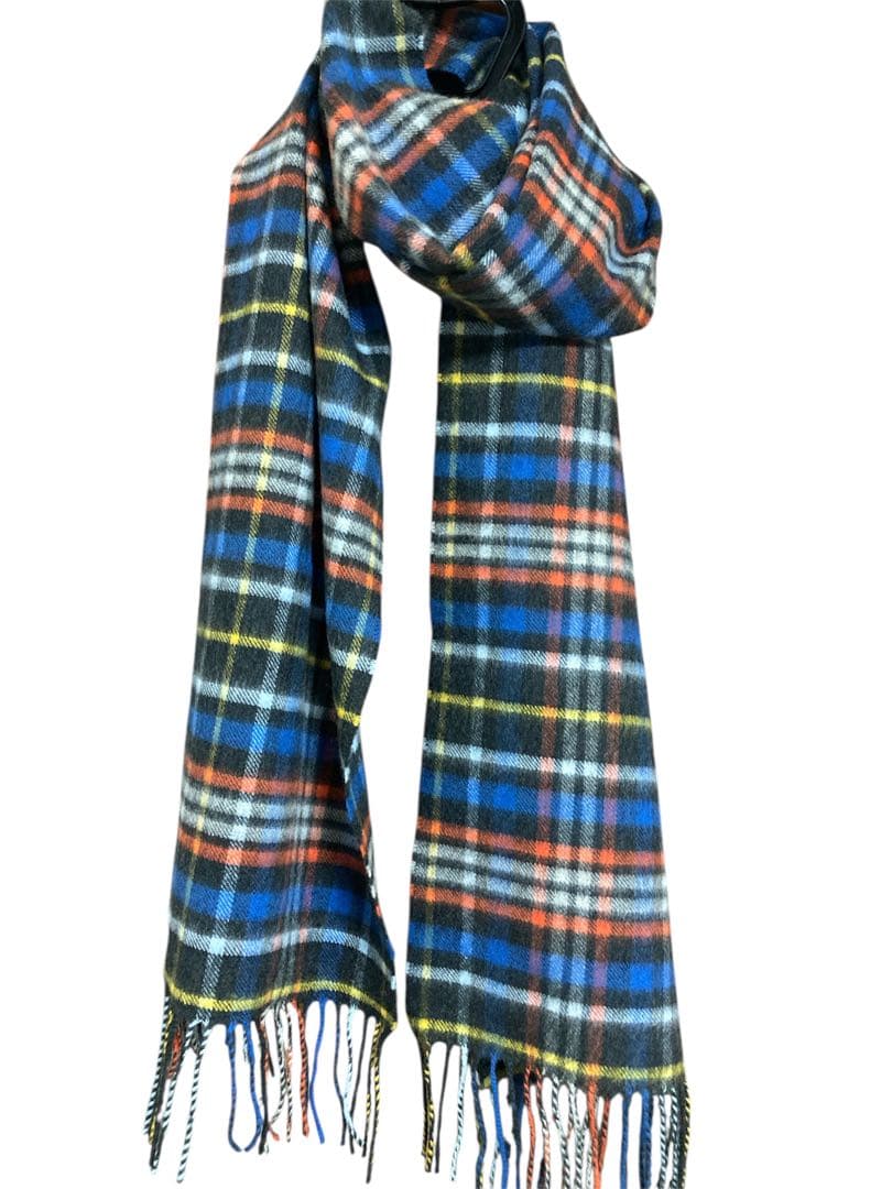 美品 ジョンストンズ カシミヤ100％ 中判ストール チェック 国内正規品
