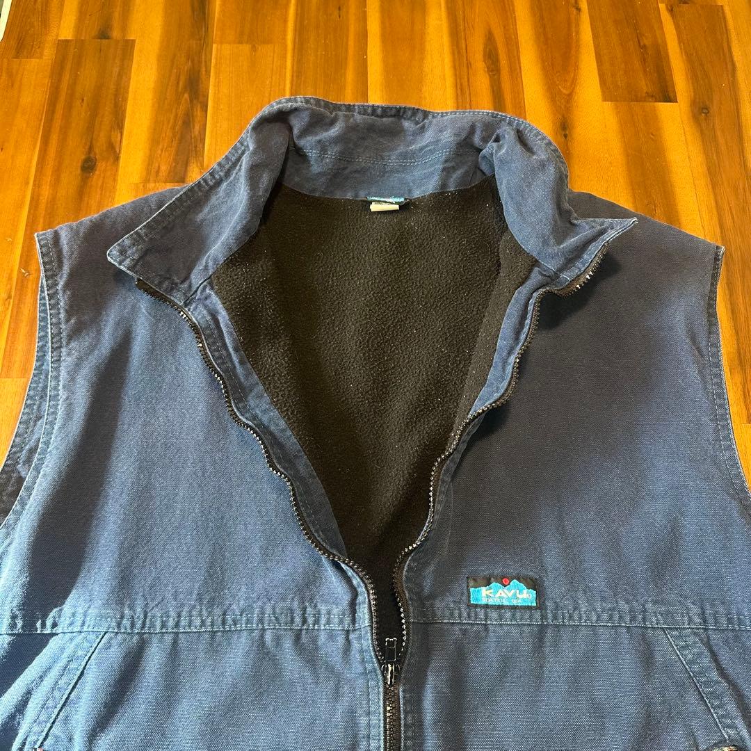 90sUSA製 KAVU ダックベスト ネイビー 裏地フリース