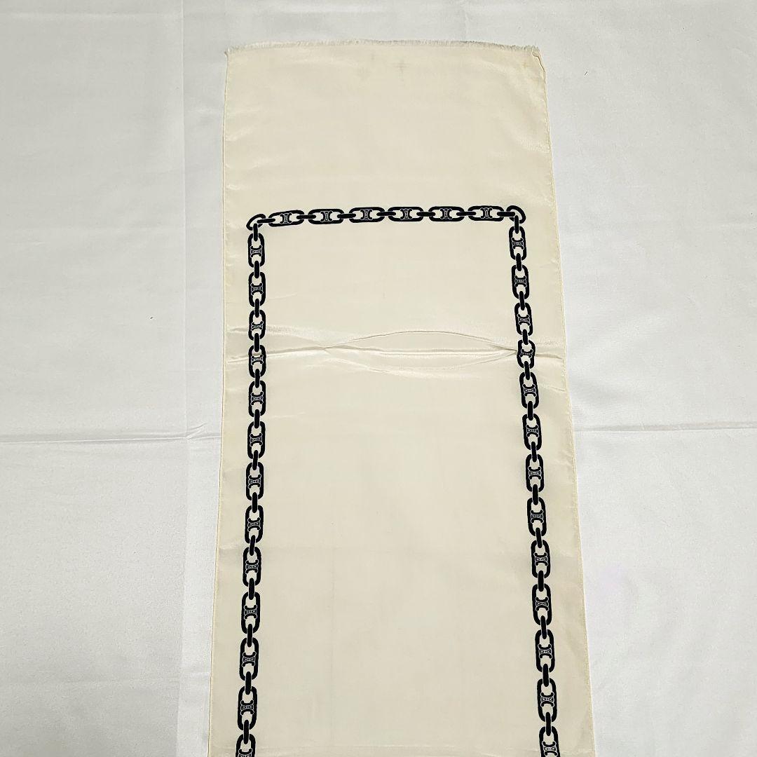 CELINE セリーヌ ストール マカダム チェーン シルク アイボリー