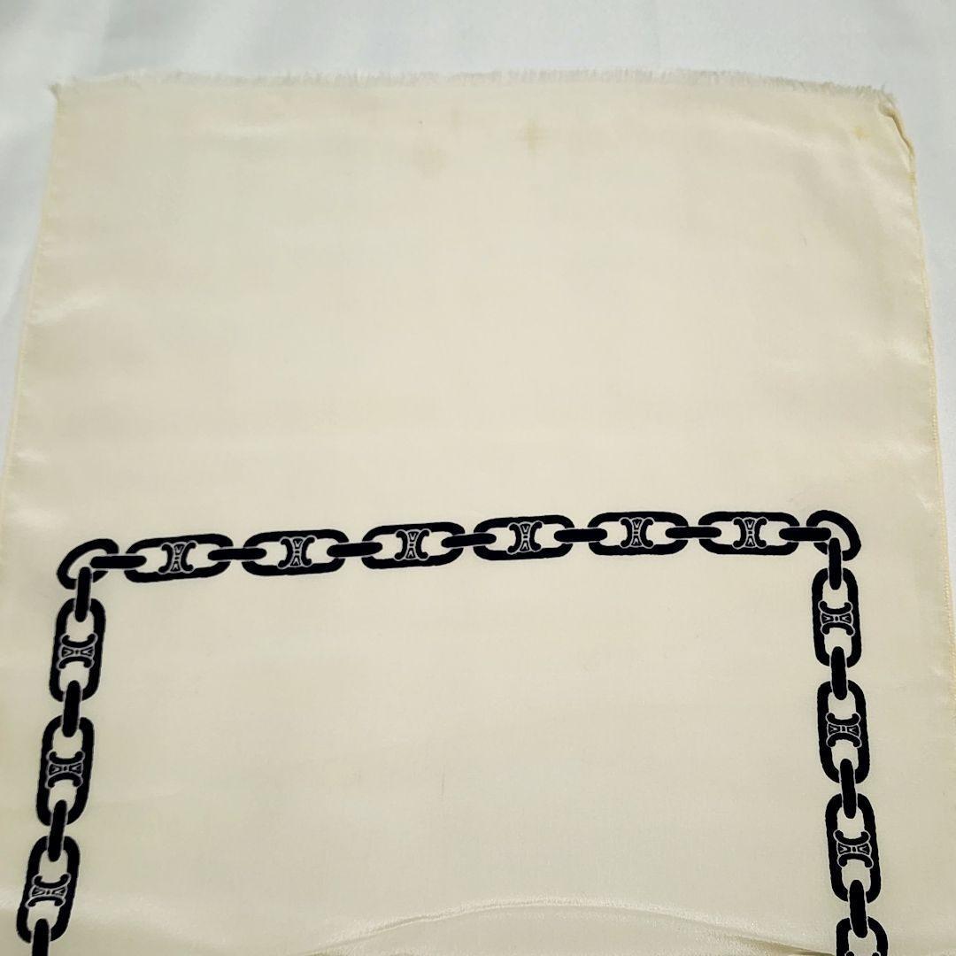 CELINE セリーヌ ストール マカダム チェーン シルク アイボリー
