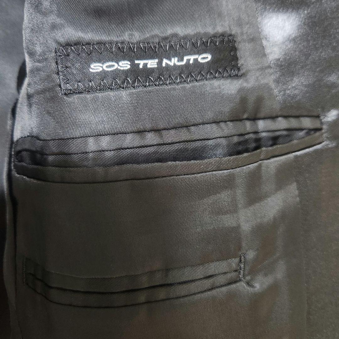 SOS TE NUTO サテン切り替えブラックスワロテーラードジャケット