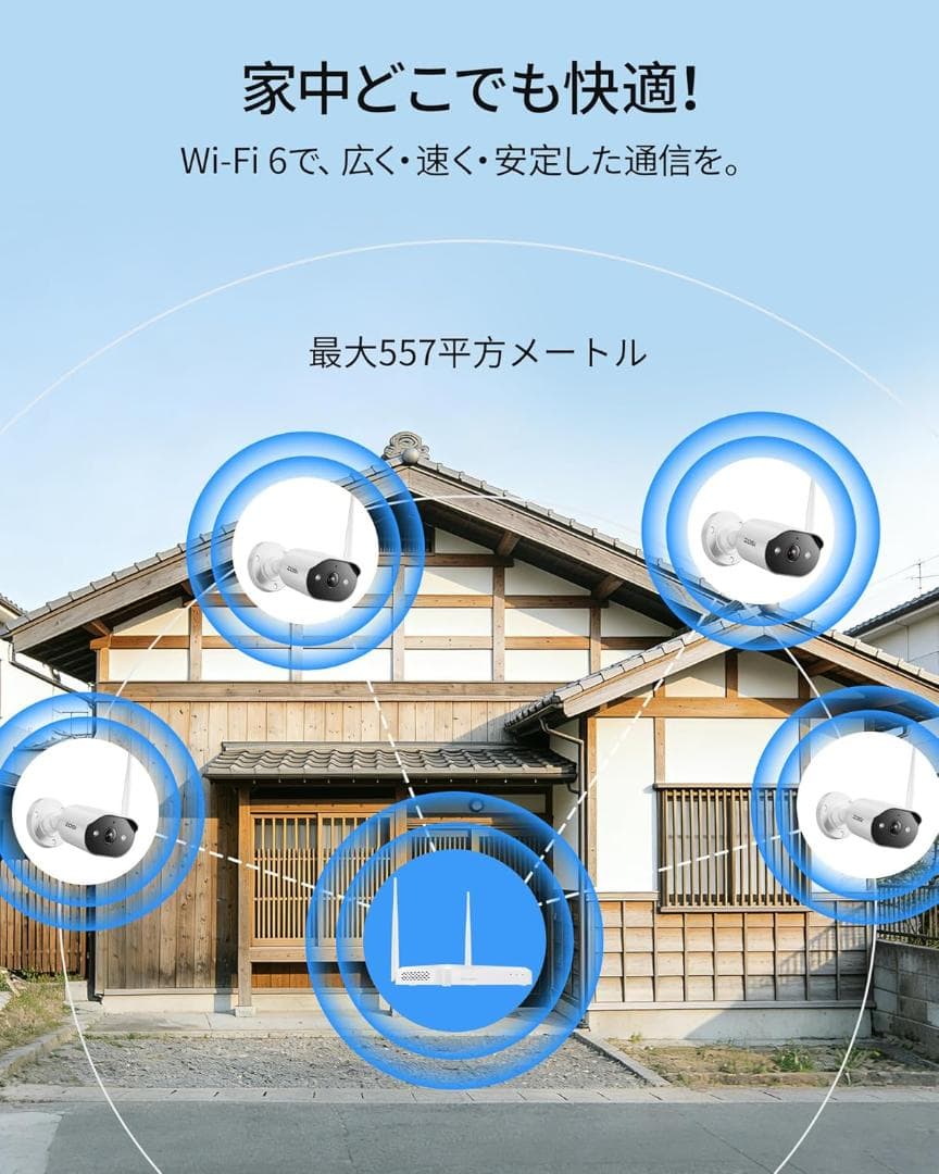 ZOSI 防犯カメラ 4台セット 無線 WiFi6 レコーダー付