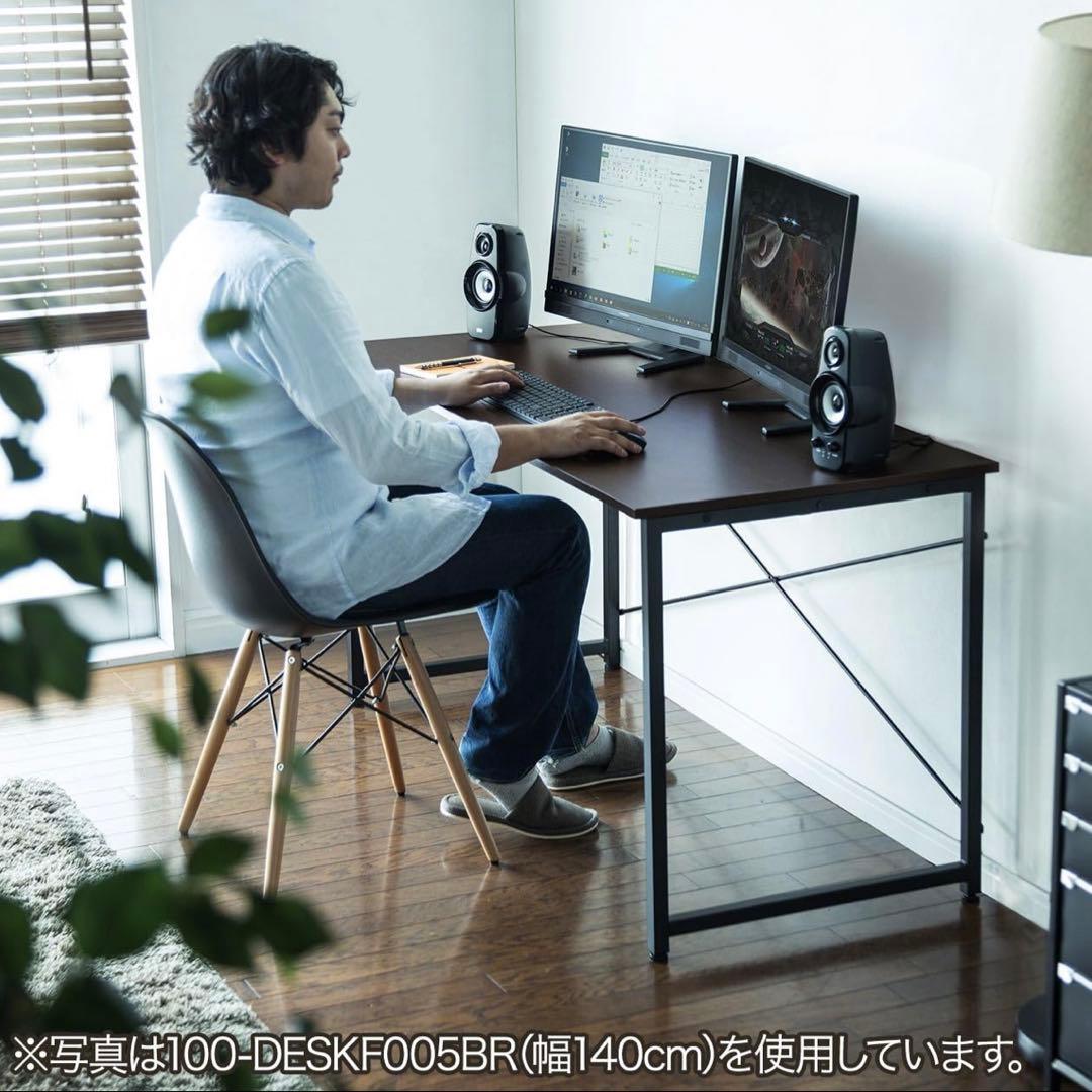 サンワダイレクト シンプルワークデスク ブラック 幅160cm×奥行60cm
