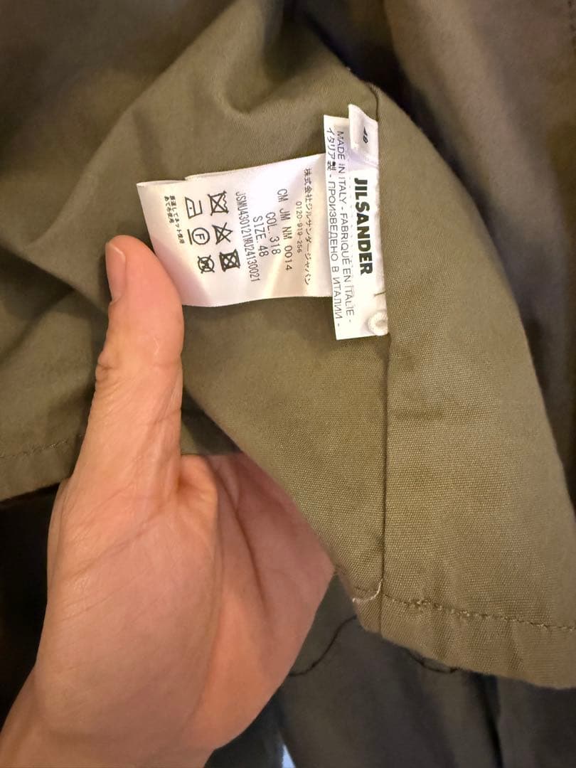 JIL SANDER ジルサンダー フーデッドコート モッズコート カーキ 48